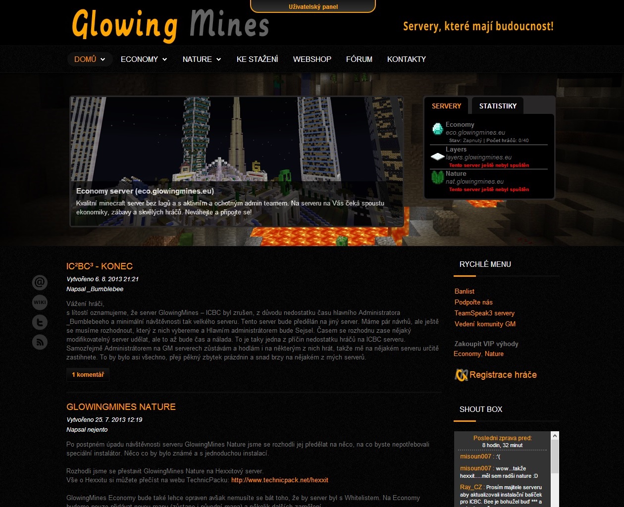 Bývalý GlowingMines web